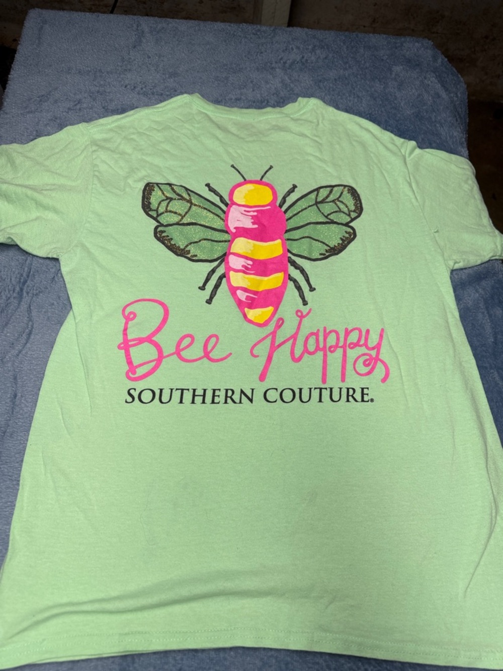 Southern Couture Bee Graphic Mint Green Tee